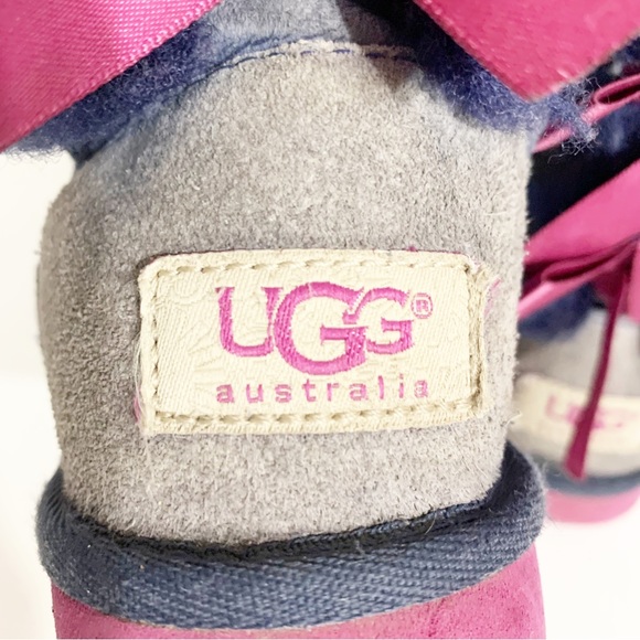 UGG Bailey Bow II 3280 Suede Leather Bow Short Shearling Lined Winter Snow Boots - Picture 7 of 10